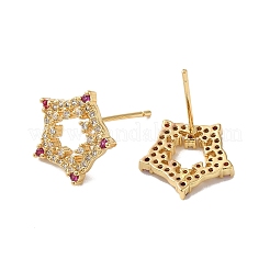 Серьги-гвоздики с полыми звездами из кубического циркония&nbsp;KK-O142-48G