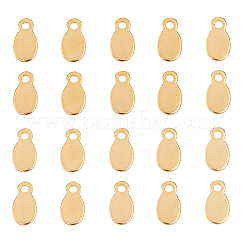 304ステンレススチールチャーム50個  空白タグのスタンプ  オーバル  ゴールドカラー  10x4mm  穴：1.2mm&nbsp;STAS-CJ0001-164G