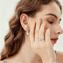 4 шт. 4 стиля овальных латунных стразовых регулируемых колец&nbsp;KK-HS0015-90