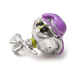 ハロウィーン真鍮エナメルヨーロピアンビーズ  大穴ビーズ  魔女  プラチナ  16x14.5x10.5mm  穴：4.5mm&nbsp;KK-A203-04A-P