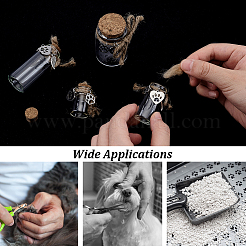 4 шт. прозрачные стеклянные пустые бутылки с кожаными подвесками в виде сердца с отпечатком лапы из сплава AJEW-NB00014