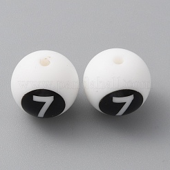 シリコンビーズ  白い丸に黒い数字  NUM。7  13.5mm  穴：2.2mm&nbsp;SIL-TAC0009-02G
