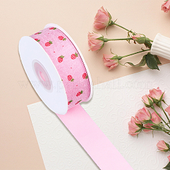 1 рулон односторонних полиэстеровых лент с принтом в виде клубники/цветка&nbsp;DIY-CY0002-17B