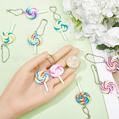 12 шт. 6-х цветная полимерная глина ручной работы в виде леденца-подвески&nbsp;HJEW-CP0001-14