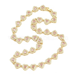 Collane tennis a forma di cuore con pavé di zirconi rosa in ottone&nbsp;KK-CBA4547-17B-G