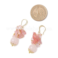 3 пара серег-подвесок с бусинами из смешанных камней в двух стилях&nbsp;EJEW-JE06568