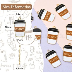 合金エナメルチャーム  ゴールドカラー  単語コーヒーチャーム付きコーヒーカップ  ペルー  30x18x1.5mm  穴：2.2mm&nbsp;LS-ENAM-CJC0002-32G