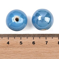 釉薬をかけた磁器ビーズ  光沢のあるセラミックビーズ  ラウンド  空色  18mm  穴：2~3.5mm&nbsp;X-PORC-D001-18mm-12