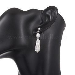 Pendientes colgantes de acero inoxidable 304 y perlas naturales&nbsp;EJEW-TA00806