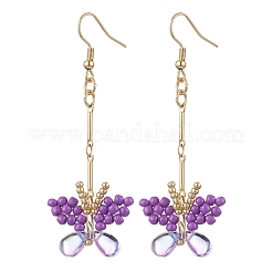 Серьги-подвески в виде бабочки из стеклянного бисера ручной работы&nbsp;EJEW-MZ00445-02