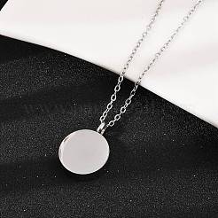 304 нержавеющая сталь плоская круглая подвеска урна для праха домашних животных ожерелья&nbsp;LS-NJEW-S455-01P