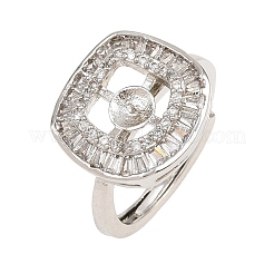 Composants de bague ajustable en laiton sertis de micro-pavés de zircone cubique&nbsp;KK-CBAC351-03P