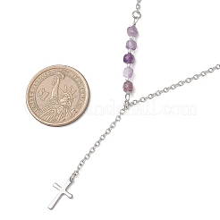 Ожерелье с подвеской в виде креста из смеси натуральных и синтетических камней&nbsp;NJEW-JN05845