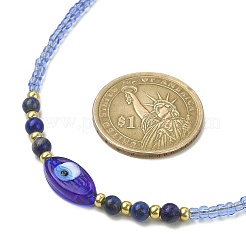 Collana con lapislazzuli naturali e malocchio in muratura e perline di semi&nbsp;NJEW-JN04423