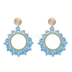 3 пара сережек-гвоздиков из плетеного стеклянного бисера&nbsp;EJEW-MZ00597