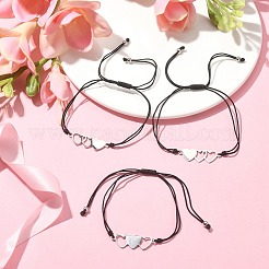 Наборы браслетов из нержавеющей стали с переплетенными сердечными звеньями на тему дружбы и любви BJEW-JB09544