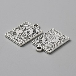 合金のチベット風チャーム  アンティークシルバー  タロット模様の長方形  世界xxi  23x14x1.5mm  穴：1.8mm&nbsp;FIND-WH0114-27C
