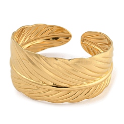 Настоящие браслеты-манжеты из нержавеющей стали 304 с покрытием из 18-каратного золота&nbsp;LS-BJEW-L695-001G-02