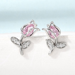 Boucles d'oreilles en laiton avec zircone cubique de micro pave&nbsp;KK-CBA8324-19P-02