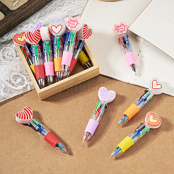 15 penna a sfera multicolore a forma di cuore in plastica da 5 colori&nbsp;AJEW-TA0005-79