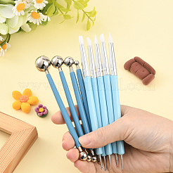 9шт. 2 стиля пластиковых двойных головок для лепки из глины набор инструментов&nbsp;TOOL-SP0001-09