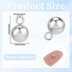 201ステンレススチールチャーム100個  ボールチャーム  ステンレス鋼色  9x6mm  穴：1.80mm&nbsp;STAS-SC0020-93C