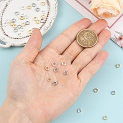 真鍮リングチャームコネクター18個  ブレスレットネックレスエンドループワイヤープロテクター  プラチナ  5x1mm  穴：0.7mm&nbsp;KK-FS0002-16P