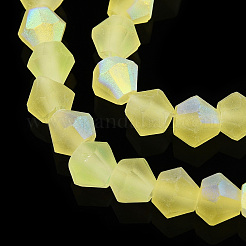 Imitez des brins de perles en verre givré bicône en cristal autrichien&nbsp;EGLA-A039-T4mm-MB21