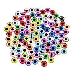 プリントされた透明ガラスカボション  アイ模様で半円形  ミックスカラー  20x5mm  約100個/袋&nbsp;GL-CBAA22A-15