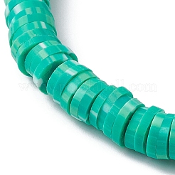 Disque en argile polymère et jade naturel de Malaisie et bracelet extensible en perles de jade de Taiwan&nbsp;BJEW-JB09652-01