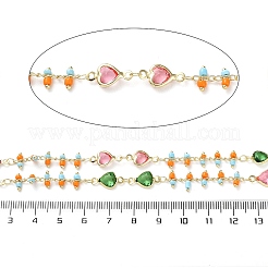 Цепочки в форме сердца из латуни и стекла CHC-Q013-05G