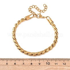 304ステンレススチールツイストカーブチェーンブレスレット女性用  PVD真空メッキ  18KGP本金メッキ  6.89インチ（17.5cm）&nbsp;BJEW-F529-05G