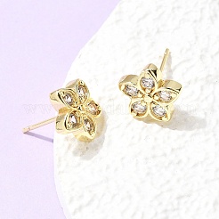 Valentinstag-Ohrstecker aus Messing mit Mikropavé-Fassung und klaren Zirkonia&nbsp;EJEW-C186-22G-04