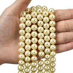 Круглые бусины из экологически чистого окрашенного стекла с жемчугом&nbsp;HY-A002-10mm-RB012