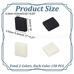 300шт 2 цвета непрозрачные стеклянные бусины с 2 отверстиями SEED-AR0001-30