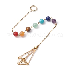 Pendules de radiesthésie pointus en pierres précieuses rondes synthétiques et naturelles&nbsp;PALLOY-JF02520-02
