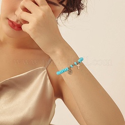 Набор браслетов-цепочек из полимерной глины ручной работы BJEW-SZ0001-66C