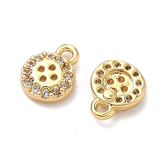 Латунные плоские круглые подвески-пуговицы с микропаве из кубических цирконий&nbsp;KK-A281-02G