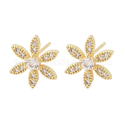 Серьги-гвоздики из латуни с микро-паве и прозрачным фианитом EJEW-F400-01B-G