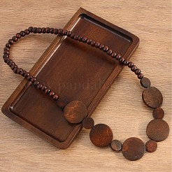 Деревянные плоские круглые и круглые чокеры эластичные бусины ожерелья для женщин&nbsp;FS-WGCD85D-01