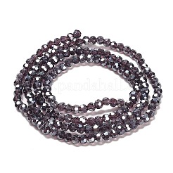 透明ガラスビーズ  32ファセット  ABカラーメッキ  ラウンド  インディゴ  3.5x3mm  穴：1mm  約163~166個/連  50~51cm&nbsp;EGLA-A035-T3mm-B15