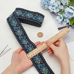 Blumenband aus Polyester-Jacquard im Ethno-Stil&nbsp;SRIB-WH0026-18