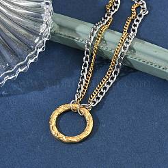 Zweifarbige Armbänder aus Edelstahl 304 mit doppelter Lage und Panzerkette&nbsp;BJEW-P396-01B-A