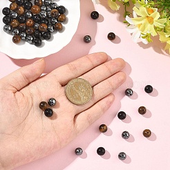 60 шт. 3 вида круглых бусин из натурального тигрового глаза&nbsp;G-YW0002-73