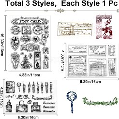 4 шт. 4 стиля ретро штамп тема прозрачные силиконовые штампы DIY-CP0009-73