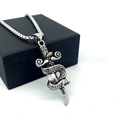 Винтажный кулон в форме змеи и меча из нержавеющей стали 304 в стиле панк для мужчин.&nbsp;WD3410