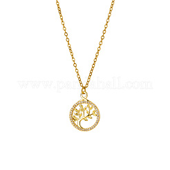 Colliers pendentifs arbre de vie en laiton sertis de micro-pavés de zirconiums cubiques transparents pour femmes&nbsp;WGFA3A6-01