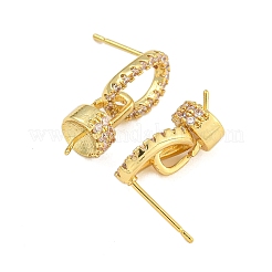 Стойка покрытие латунь микропаве прозрачный кубический цирконий серьги-гвоздики фурнитура KK-F876-17G