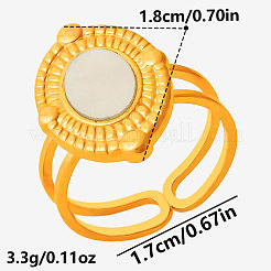Anillos abiertos de acero inoxidable 304 con concha natural para mujer&nbsp;AL0644-3