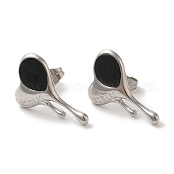 Pendientes de botón con forma de corazón de acero inoxidable 304&nbsp;EJEW-C114-18P-01